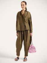 La DoubleJ Moss Green Silk Harem Trousers