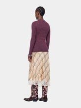 Rabanne Magenta Ribbed Wool Buttoned Cardigan