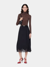 Rabanne Black Viscose Lace-Trim Midi Skirt