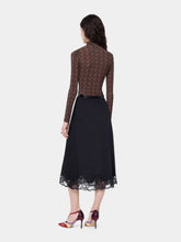 Rabanne Black Viscose Lace-Trim Midi Skirt