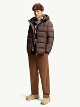 Moncler Brown Hooded Mid-Length Down Jacket