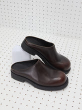 MM6 Maison Margiela Cappuccino Brown Brushed Leather Biker Mules