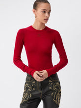 Versace Red Medusa Embroidered Wool Knit Top