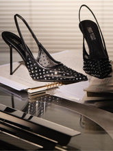Paris Texas Black Lidia Crystal Slingback