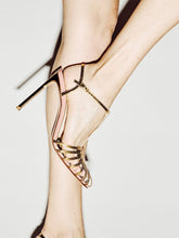 Francesco Russo Gold Cage Sandals in Kid Leather