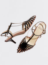 Francesco Russo Black Patent Leather Cage Sandals