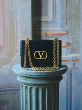 Valentino Garavani Black Vain Shoulder Bag in Shiny Calfskin