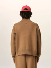 Ami Paris Brown High-Collar Wool Sweater