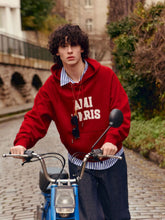 Ami Paris Red Logo Embroidered Cotton Sweatshirt