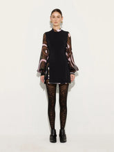 Pucci Black Cady Mini Dress with Printed Sleeves