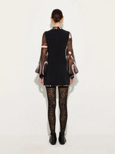 Pucci Black Cady Mini Dress with Printed Sleeves
