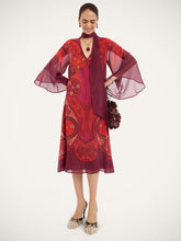La DoubleJ Dark Red Alchemy Print Silk Midi Dress