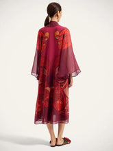La DoubleJ Dark Red Alchemy Print Silk Midi Dress