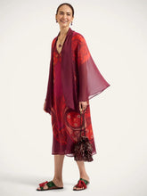 La DoubleJ Dark Red Alchemy Print Silk Midi Dress