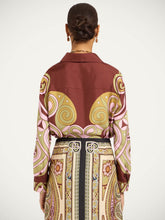 La DoubleJ Burgundy Kells Swirl Print Silk Shirt
