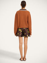 La DoubleJ Devon Brown Silk Jacquard Flared Shorts