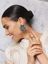 Begüm Khan Light Blue and Navy Iris Maggiore Earrings