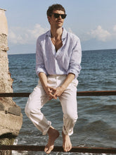 Boglioli White Linen Straight Fit Trousers