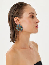 Begüm Khan Light Blue and Navy Iris Maggiore Earrings