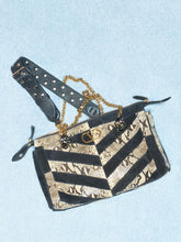 Valentino Garavani Natural and Black Python Chevron Shoulder Bag