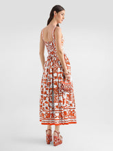 Dolce & Gabbana Orange Majolica-Print Long Poplin Dress
