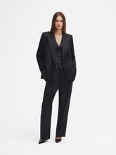 Blazé Milano Novalis Dark Navy Satin Straight-Leg Trousers