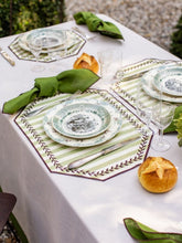 Borgo Delle Tovaglie Lauro Cotton Placemat in Capri Stripe Anise and Prune