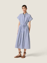 Miu Miu Blue Striped Poplin Midi Shirt Dress