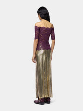Rabanne Magenta Layered Lace Off-Shoulder Top