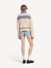 Balenciaga Navy and White Striped Boatneck Sweater