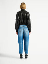 Balmain Black Lambskin Cropped Bomber Jacket