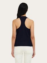 Ferragamo Navy Blue Knitted Racer Back Top