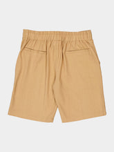 Spiritum Tulum Khaky Beige Palmeta Tailored Bermuda Shorts in Handmade Linen