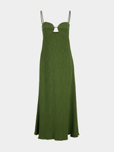 Johanna Ortiz Pine Green Crinkle Maxi Dress