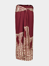 Johanna Ortiz Wine Silk Geometry Print Maxi Skirt