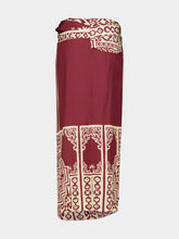 Johanna Ortiz Wine Silk Geometry Print Maxi Skirt