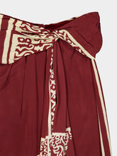 Johanna Ortiz Wine Silk Geometry Print Maxi Skirt