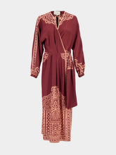 Johanna Ortiz Wine Heatborne Silk Wrap Dress