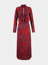 Johanna Ortiz Wine Botanical Jacquard Midi Dress