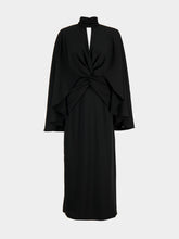 Johanna Ortiz Black Draped Cape-Sleeve Midi Dress