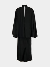 Johanna Ortiz Black Draped Cape-Sleeve Midi Dress
