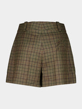 Blazé Milano Green Checked Tenker Wool Cashmere Tailored Shorts