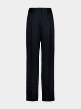 Blazé Milano Novalis Dark Navy Satin Straight-Leg Trousers