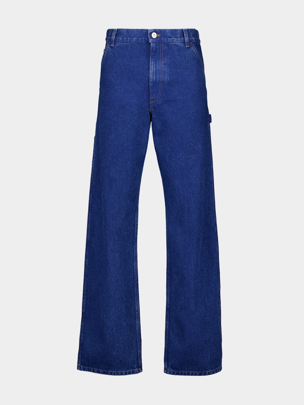 Ocean Blue Straight-Fit Cotton Trousers