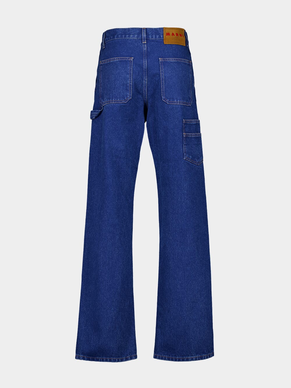 Ocean Blue Straight-Fit Cotton Trousers