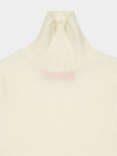 La DoubleJ White Feather-Trim Ribbed Cashmere High-Neck Top