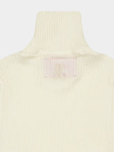 La DoubleJ White Feather-Trim Ribbed Cashmere High-Neck Top