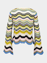 La DoubleJ Green and Pink Chevron Crop Sweater