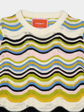 La DoubleJ Green and Pink Chevron Crop Sweater
