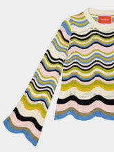 La DoubleJ Green and Pink Chevron Crop Sweater